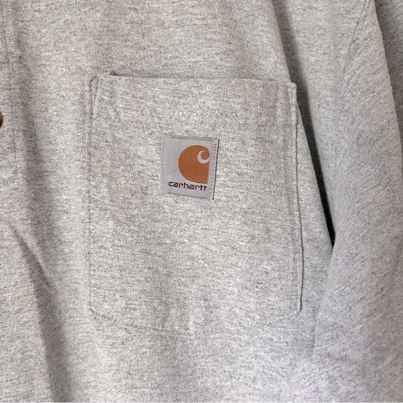 Carhartt Gray Short Sleeve Henley Pocket Heavy Cotton Tee Classic Comfort NEW - Picture 8 of 11